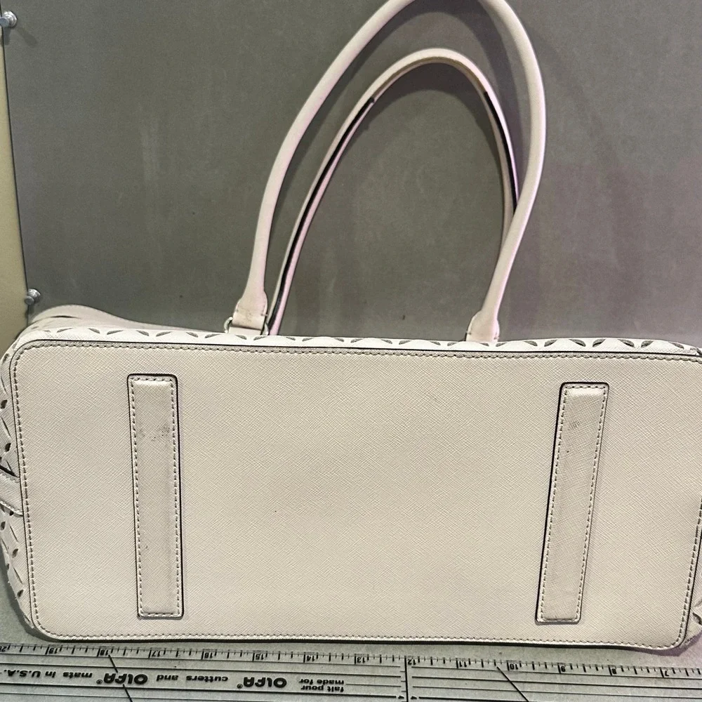 Kate Spade New York Pink Perforated Laser Cut Saffiano Leather Tote Bag Large